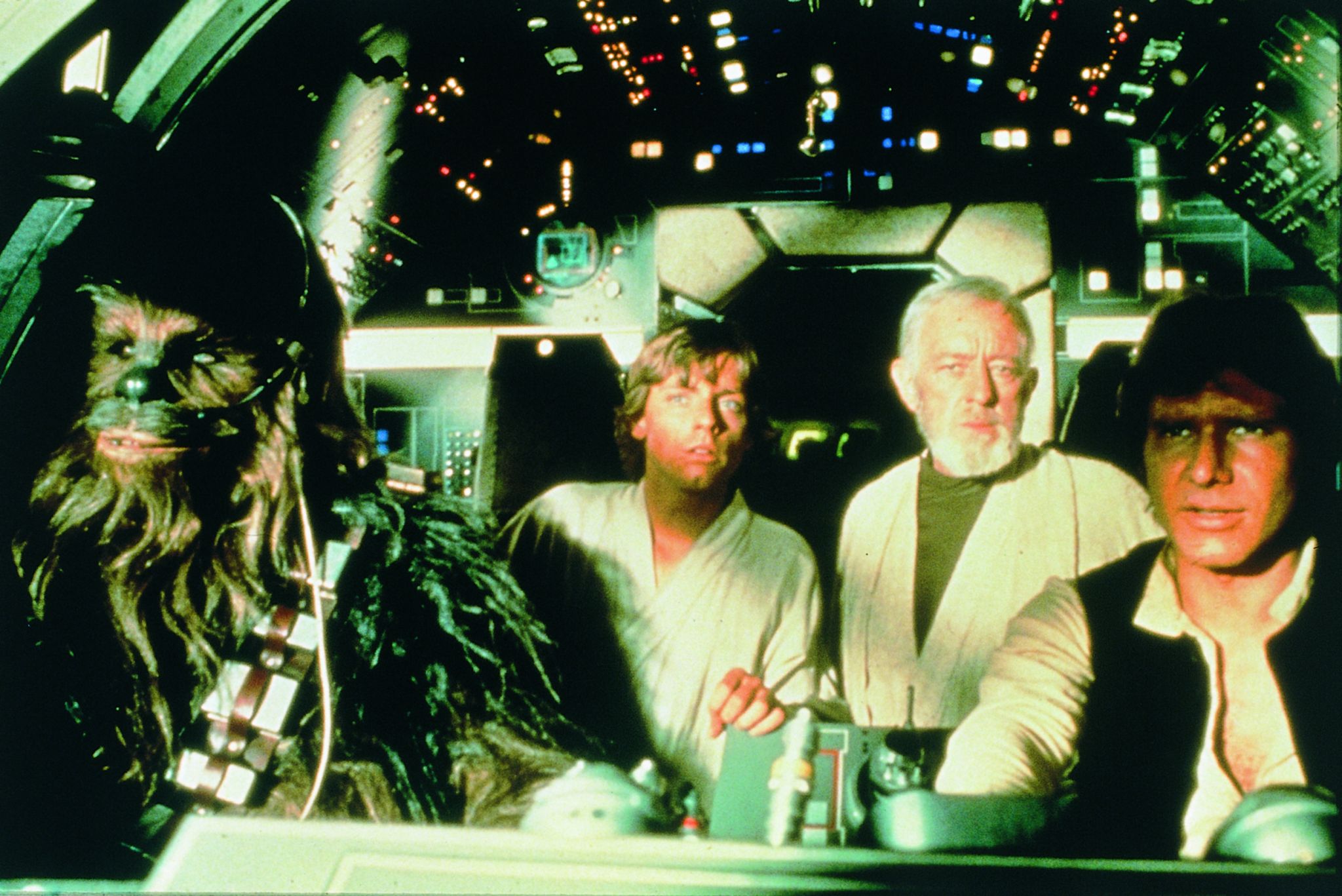 une scène du premier épisode de la série Star Wars (la Guerre des étoiles) de George Lucas (1977)