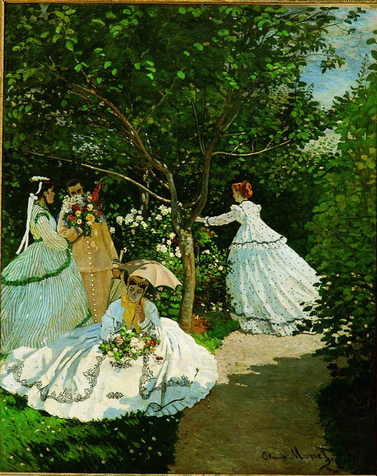 des robes à crinoline (Femmes au jardin , Claude Monet, 1867)