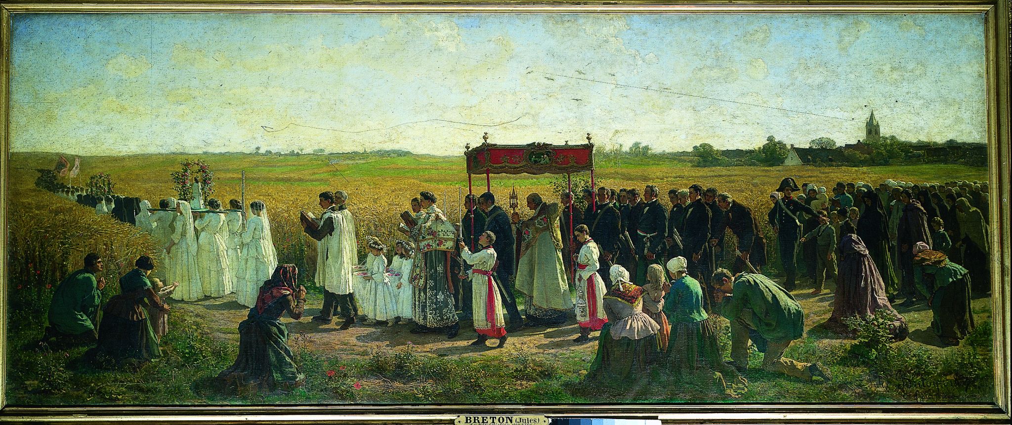 une procession (la Bénédiction des blés en Artois, détail d’un tableau de Jules Breton, 1880)