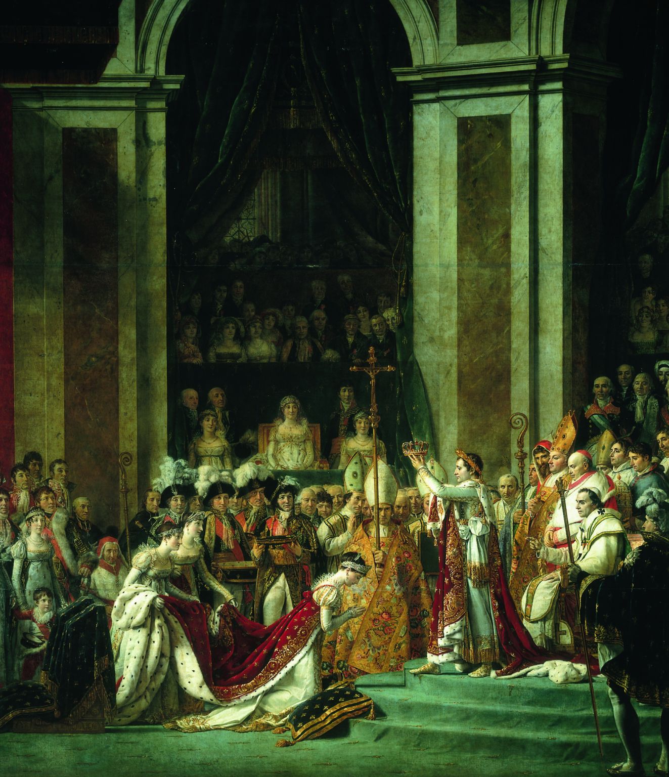 un couronnement (détail du tableau de David : le Sacre de Napoléon, 1807)