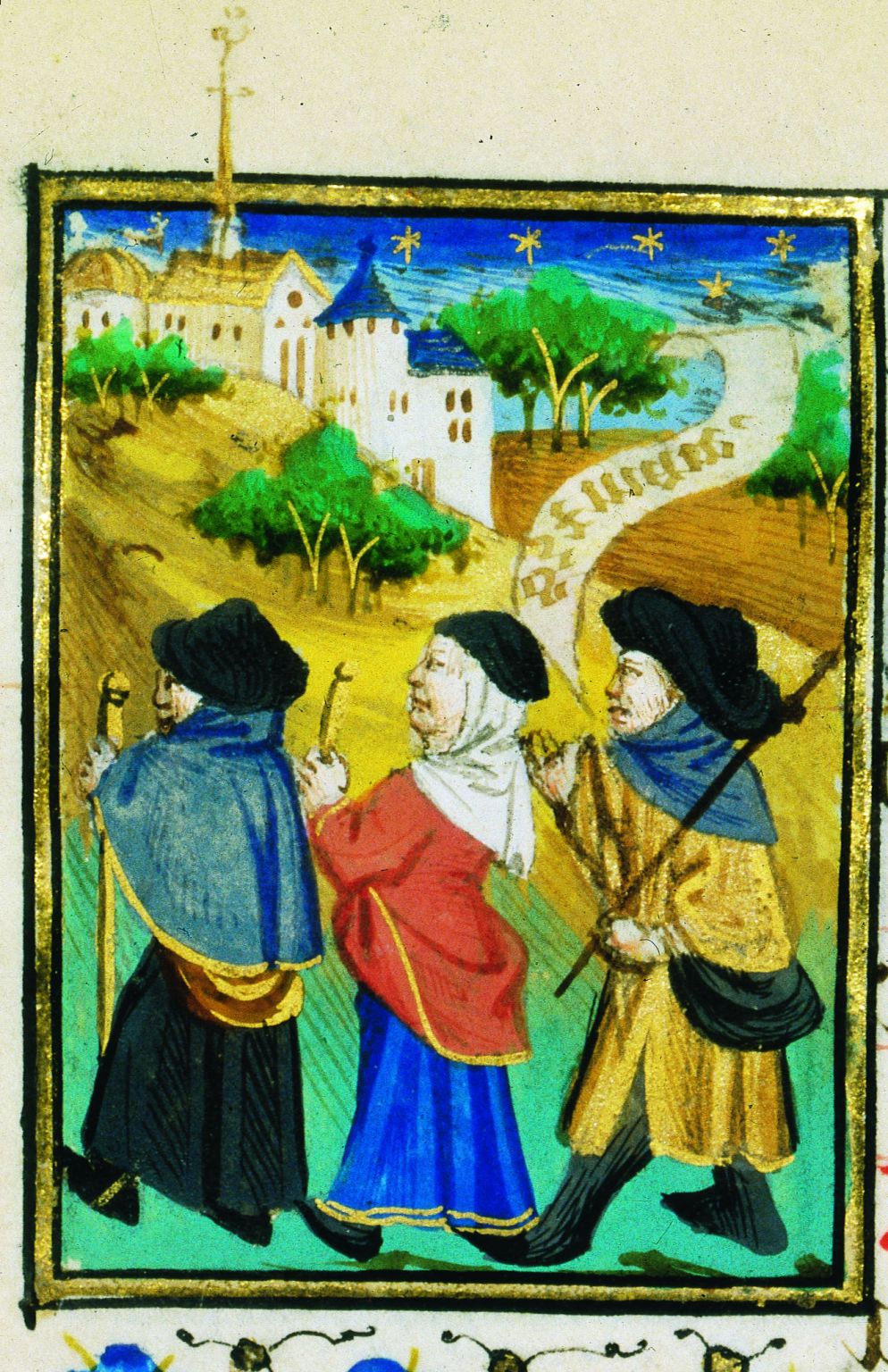 des pèlerins (miniature du XVe siècle)