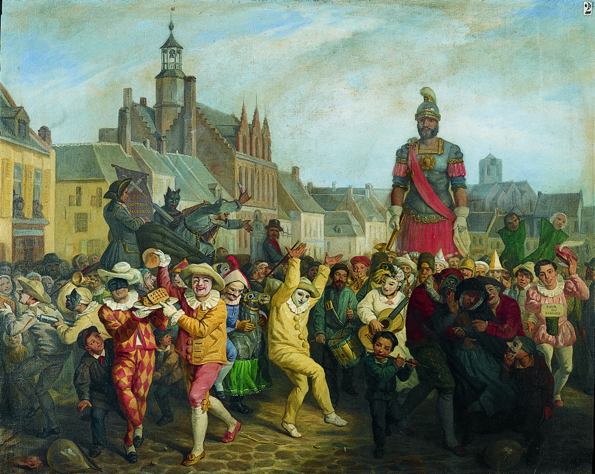 un géant de carnaval (détail du tableau d’Alexis Bafcop : le Carnaval de Cassel, 1876)
