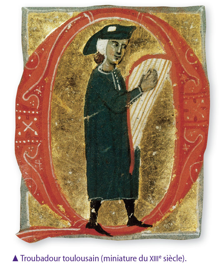 un troubadour toulousain (miniature du XIIIe siècle)