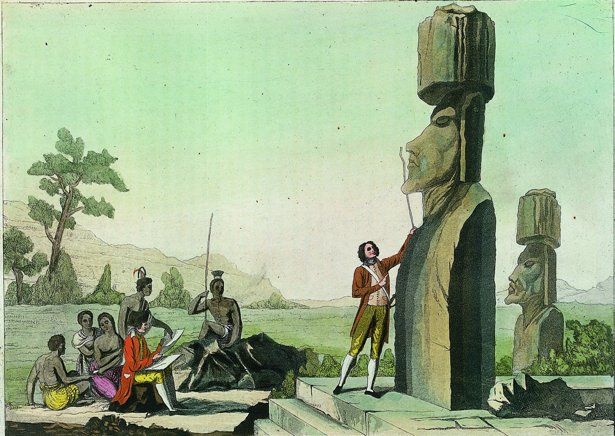des explorateurs sur l’île de Pâques (avril 1786)