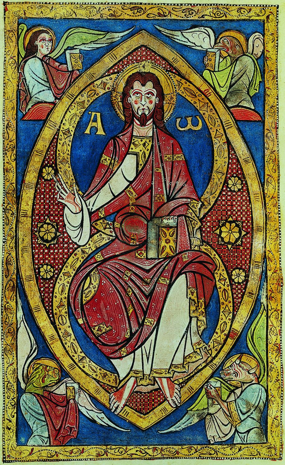 le Christ représenté avec les quatre Évangiles (sacramentaire de Saint-Martial de Limoges)