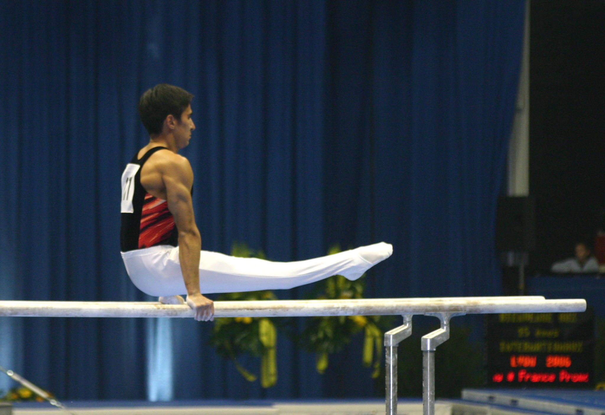 un gymnaste sur des barres parallèles