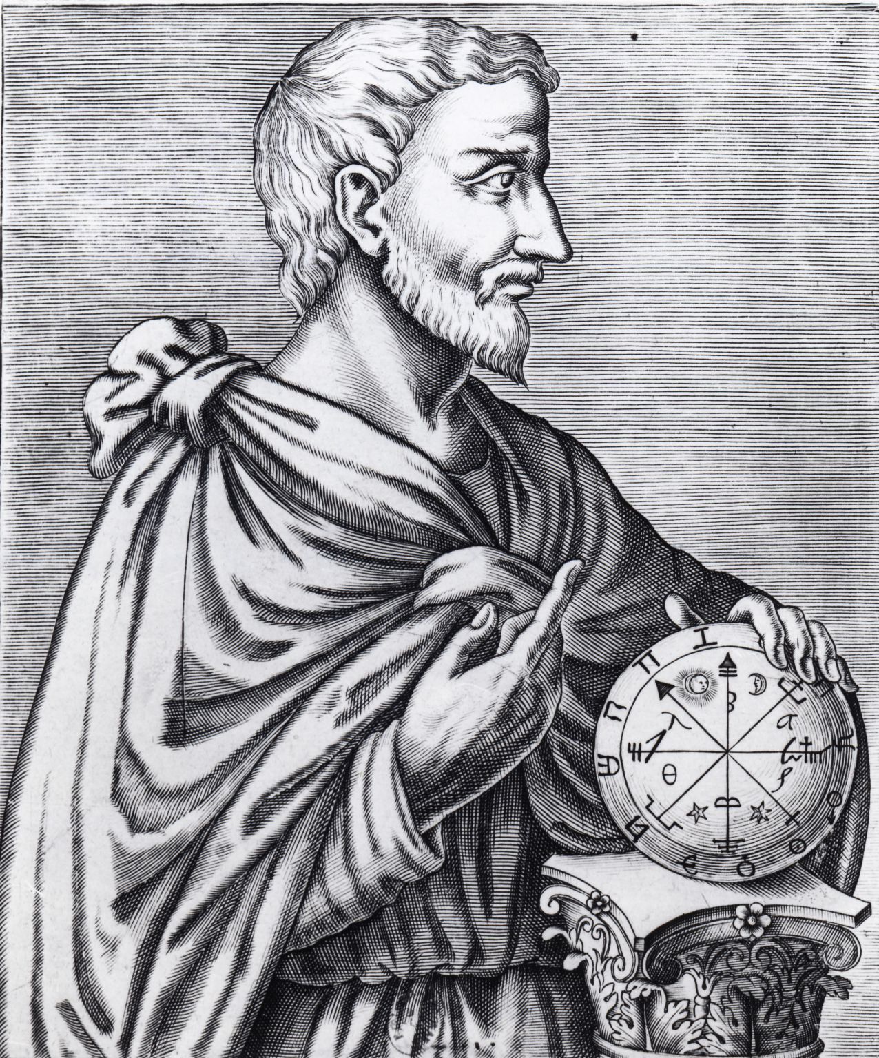 Pythagore (570-480 avant J.-C), philosophe et mathématicien grec. Gravure du XVIe siècle.