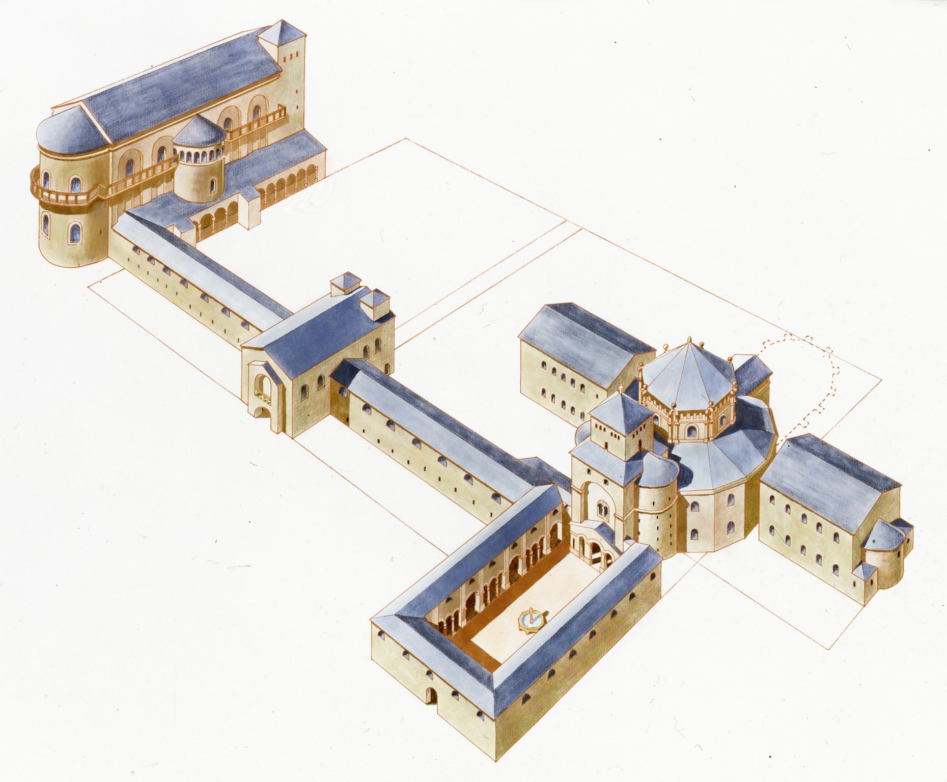 le palais de Charlemagne et une église dédiée à la Vierge à Aix-la-Chapelle