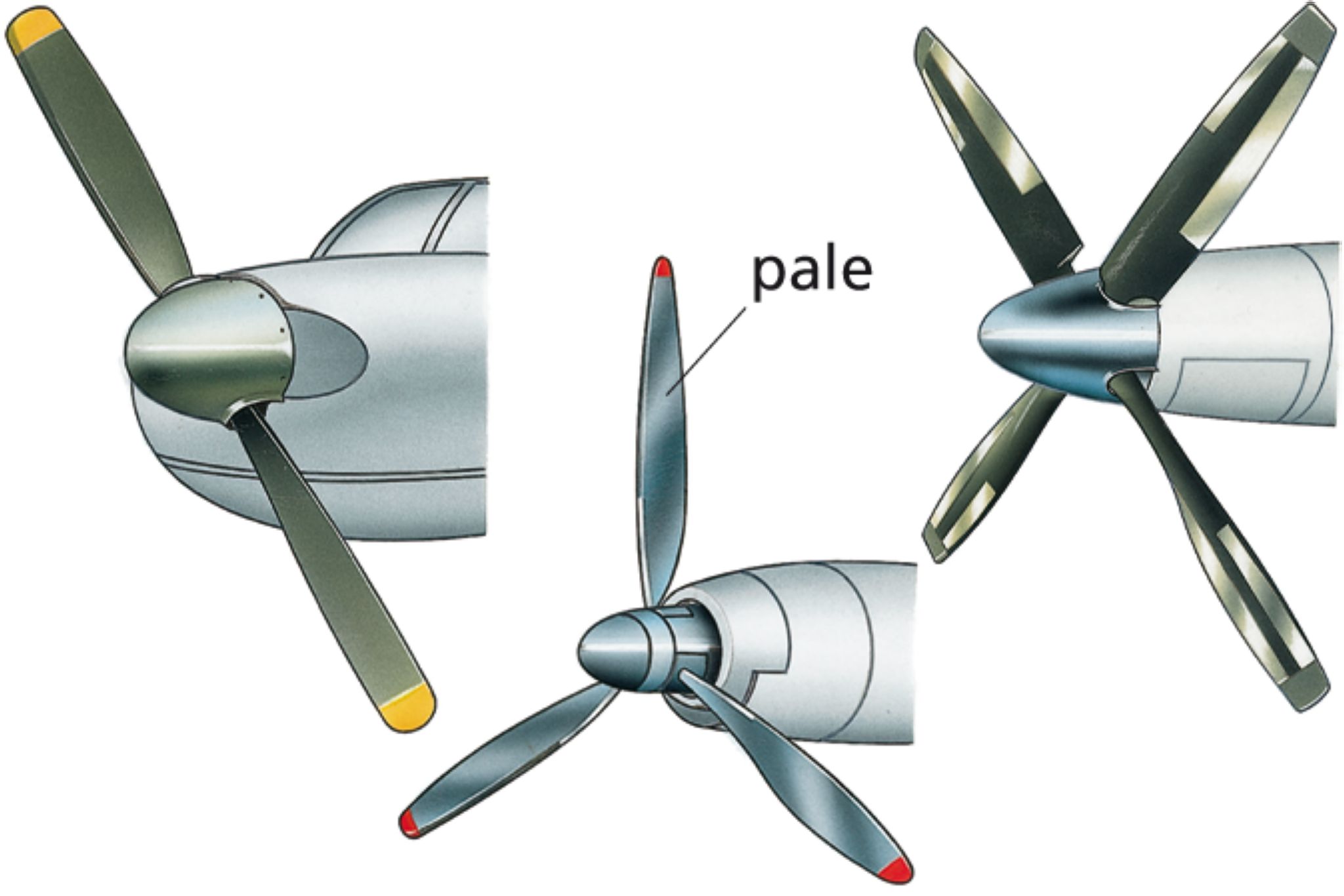 différentes sortes d’hélices d’avion avec diverses pales