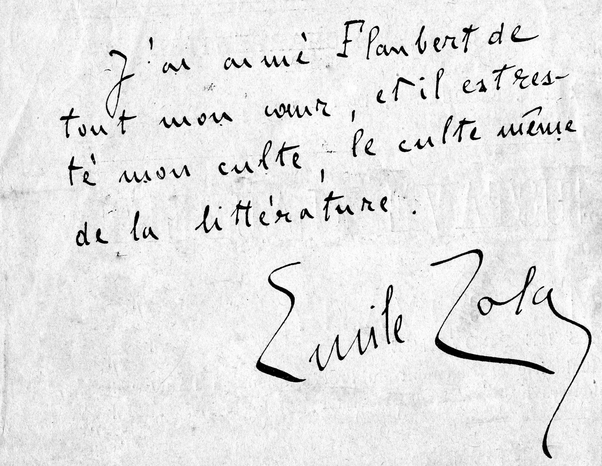 autographe de l’écrivain Émile Zola