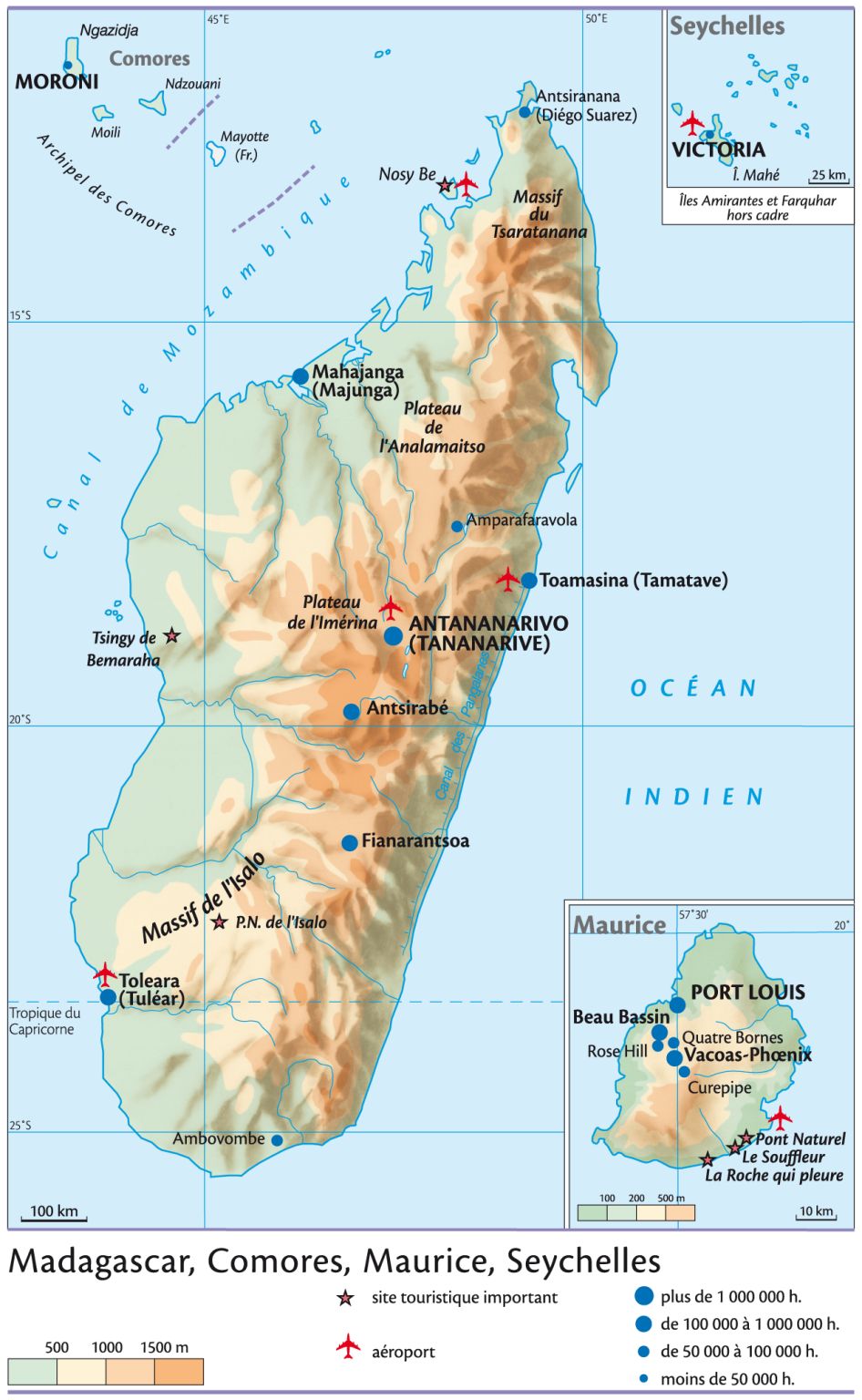 Madagascar, Comores, Maurice, Seychelles