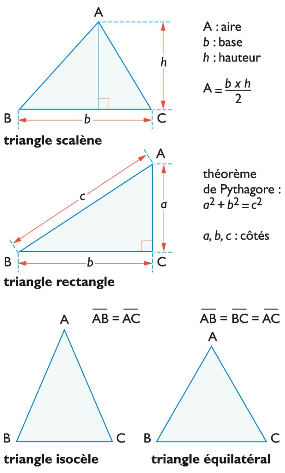 les différents triangles