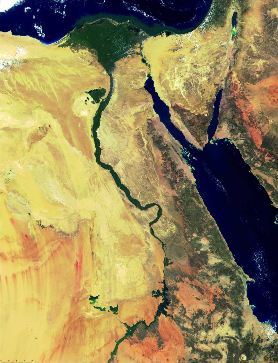 le delta du Nil en Égypte (vue par satellite)