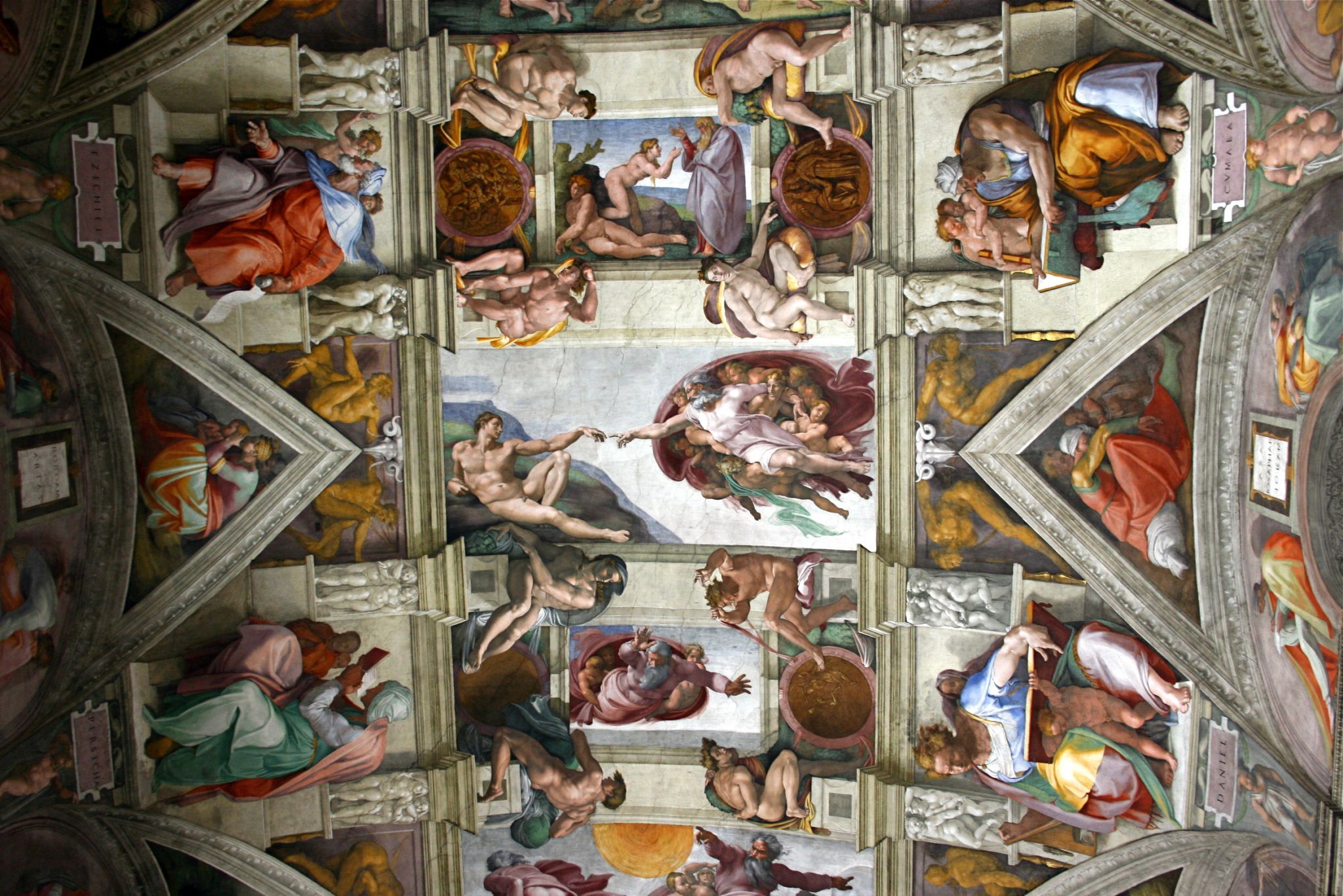 détail des fresques de la chapelle Sixtine réalisées par Michel-Ange, au Vatican