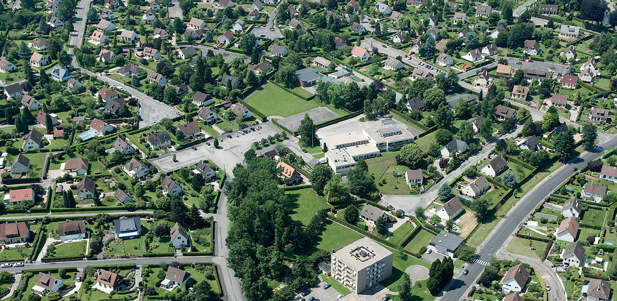 vue aérienne d’une partie de l’agglomération de Rouen