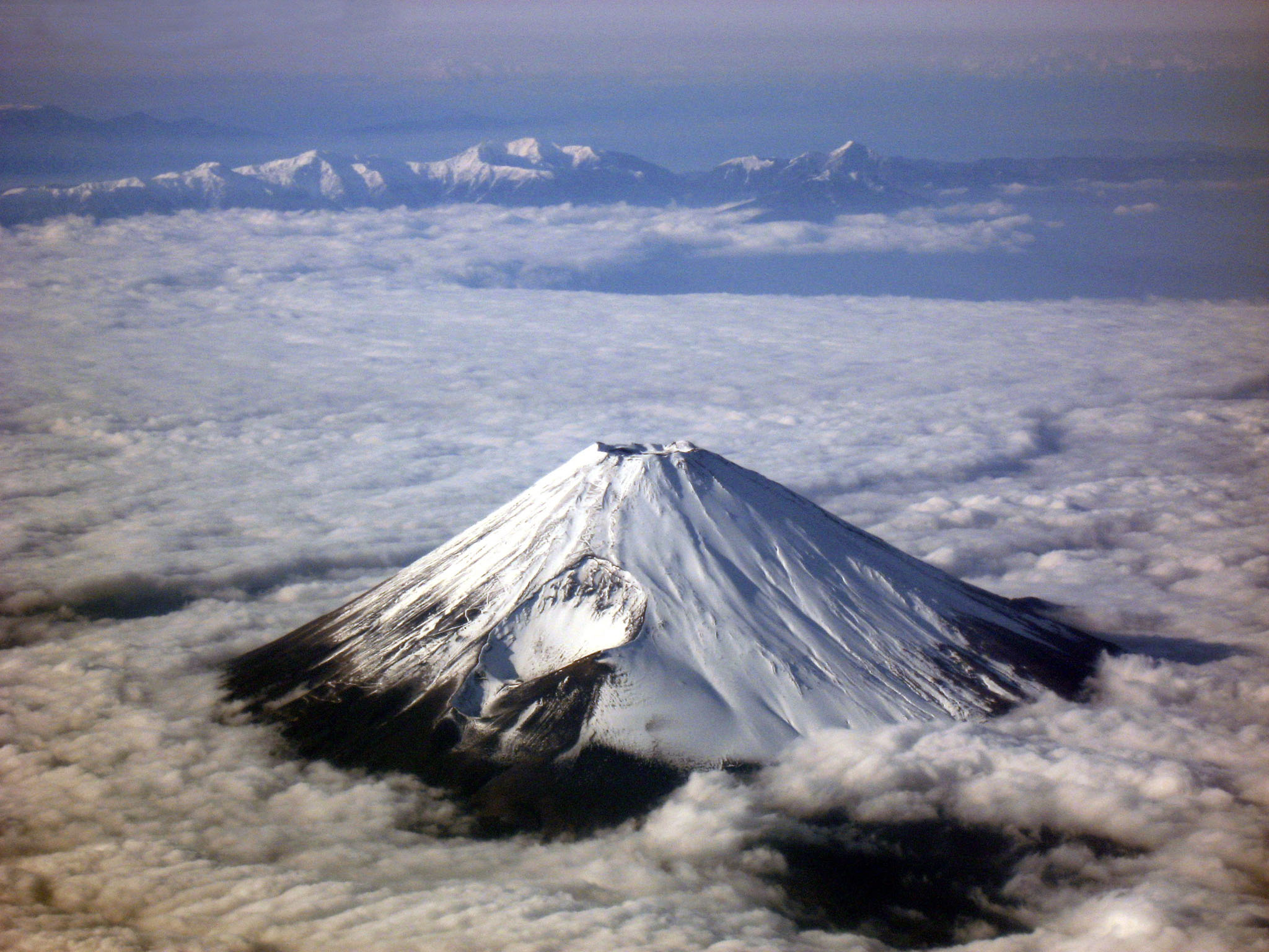 vue aérienne du Fuji-Yama, Japon