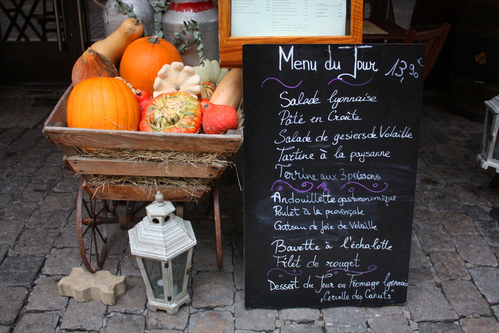le menu d’un « bouchon », restaurant typique à Lyon