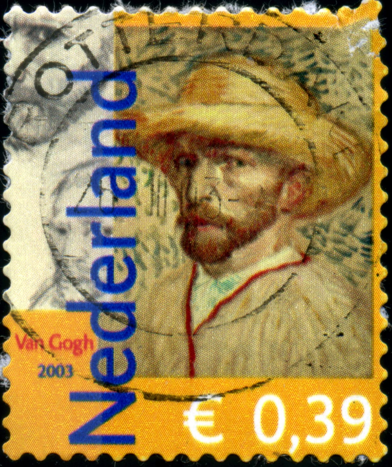 timbre néerlandais oblitéré pour l’affranchissement