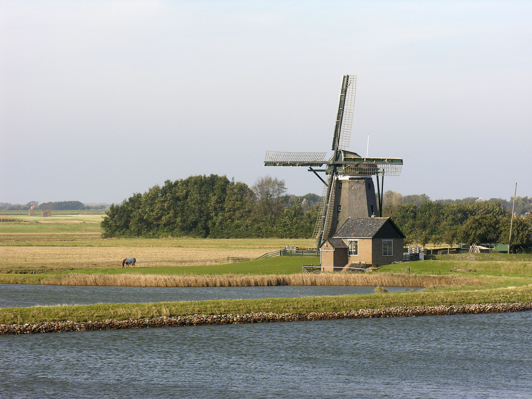 paysage de polders avec un moulin à vent (Pays-Bas)
