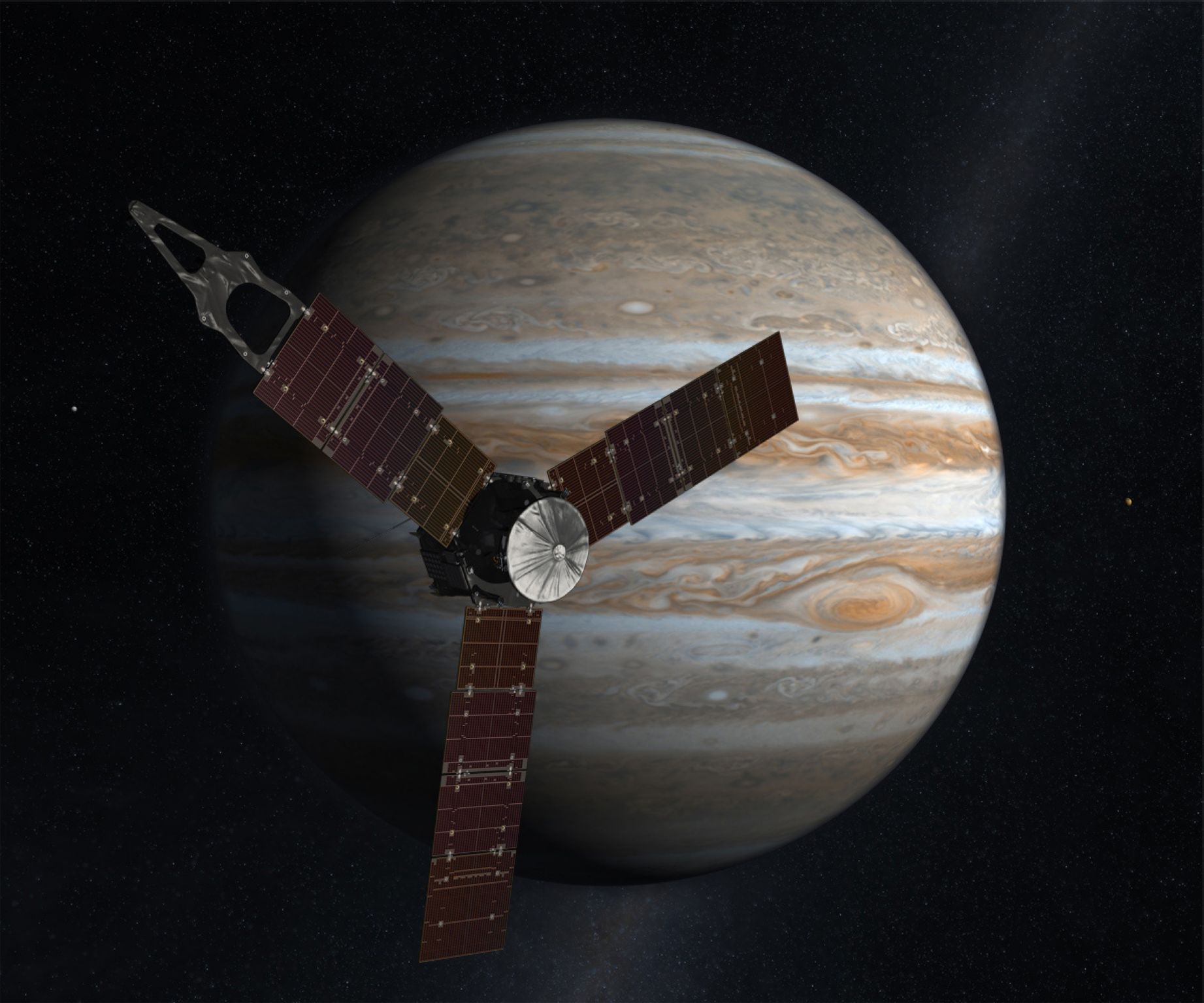 lancée en 2011, la sonde spatiale Juno a pour mission d’explorer Jupiter