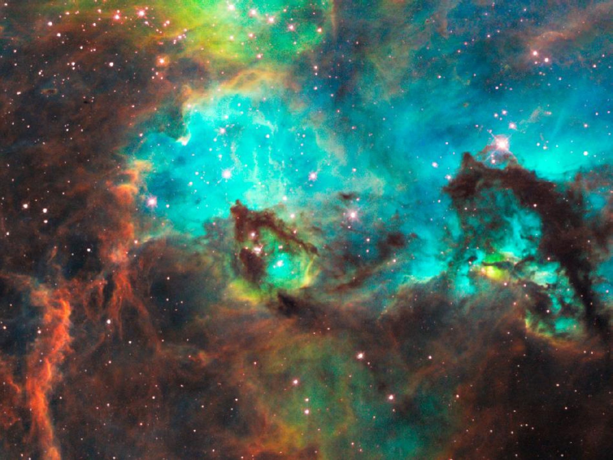 la nébuleuse de la Tarentule à 160 000 années-lumière de la Terre, avec de jeunes étoiles en formation